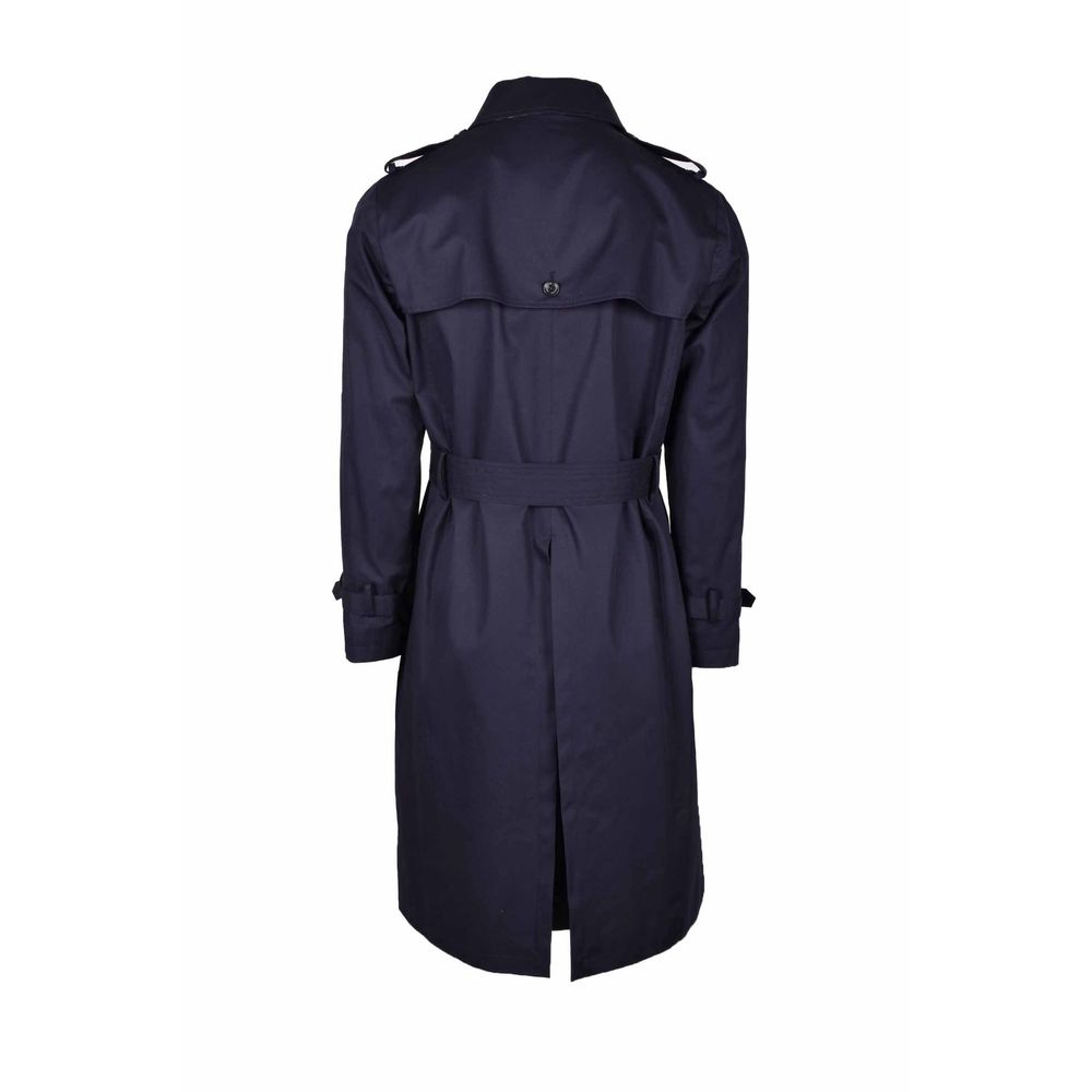 Blue Cotton Men's Trench Coat