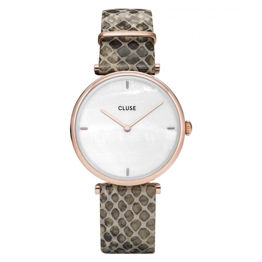 Beige Leather Dress Watch