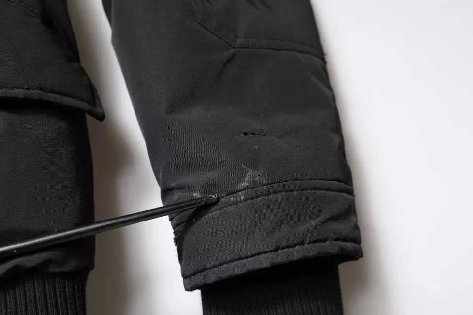 Black Hooded Long Sleeves Fur Shearling Coat Jacket