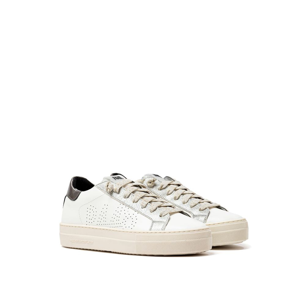 White Leather Low Top Sneakers