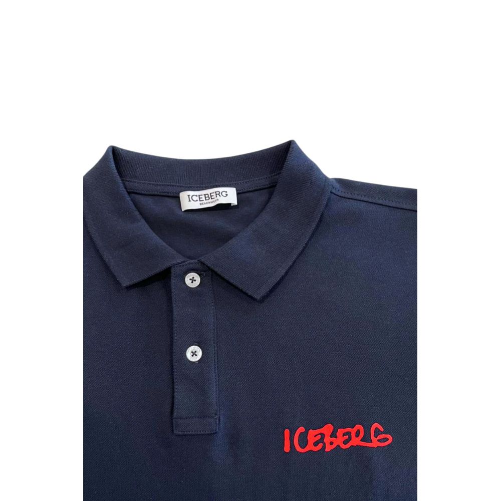 Blue Cotton Men's Polo Shirt