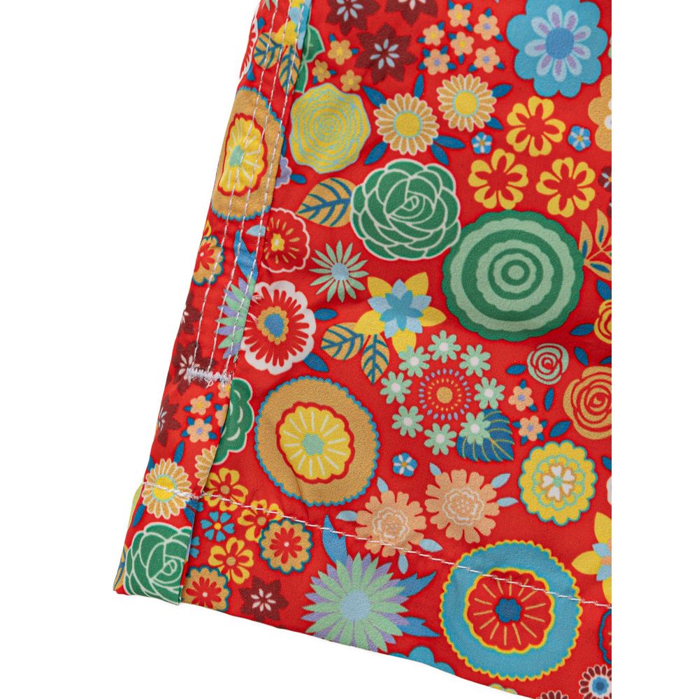 Red Polyester Swim Shorts