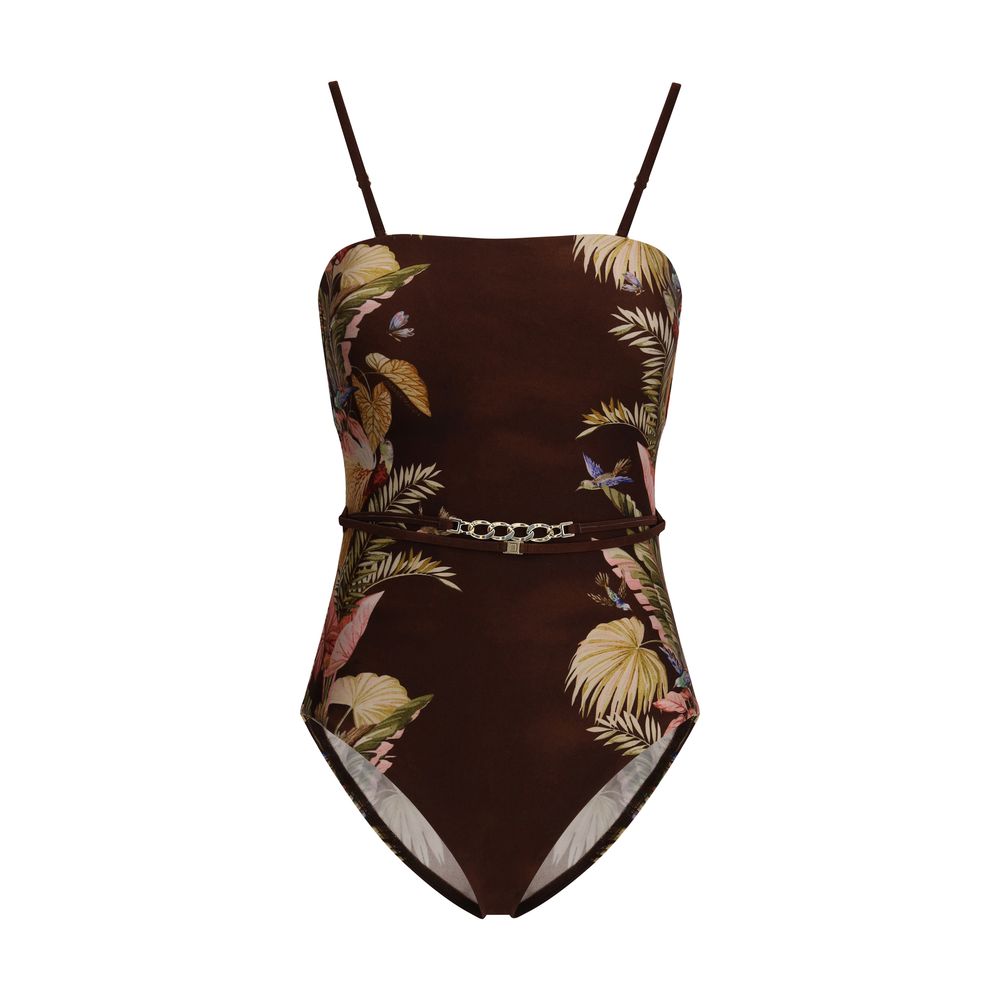 Brown Polyamide One-Piece Swimsuit