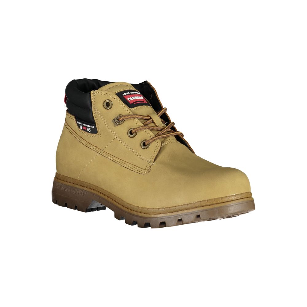 Beige Polyester Men Boot