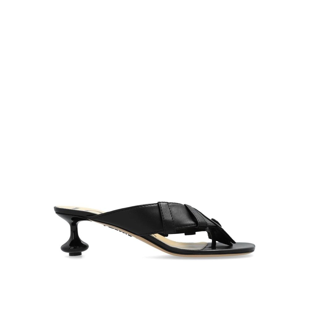 Black Lamb Leather Strap-On Sandals