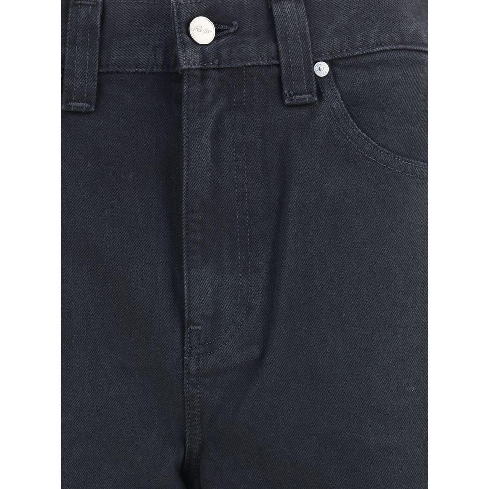 Black Cotton Straight-Leg Jeans