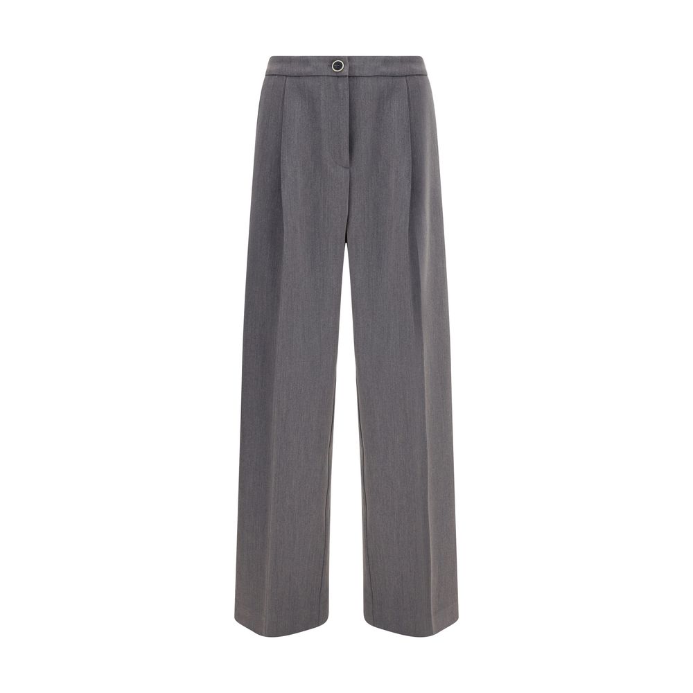 Gray Polyester Casual Pants