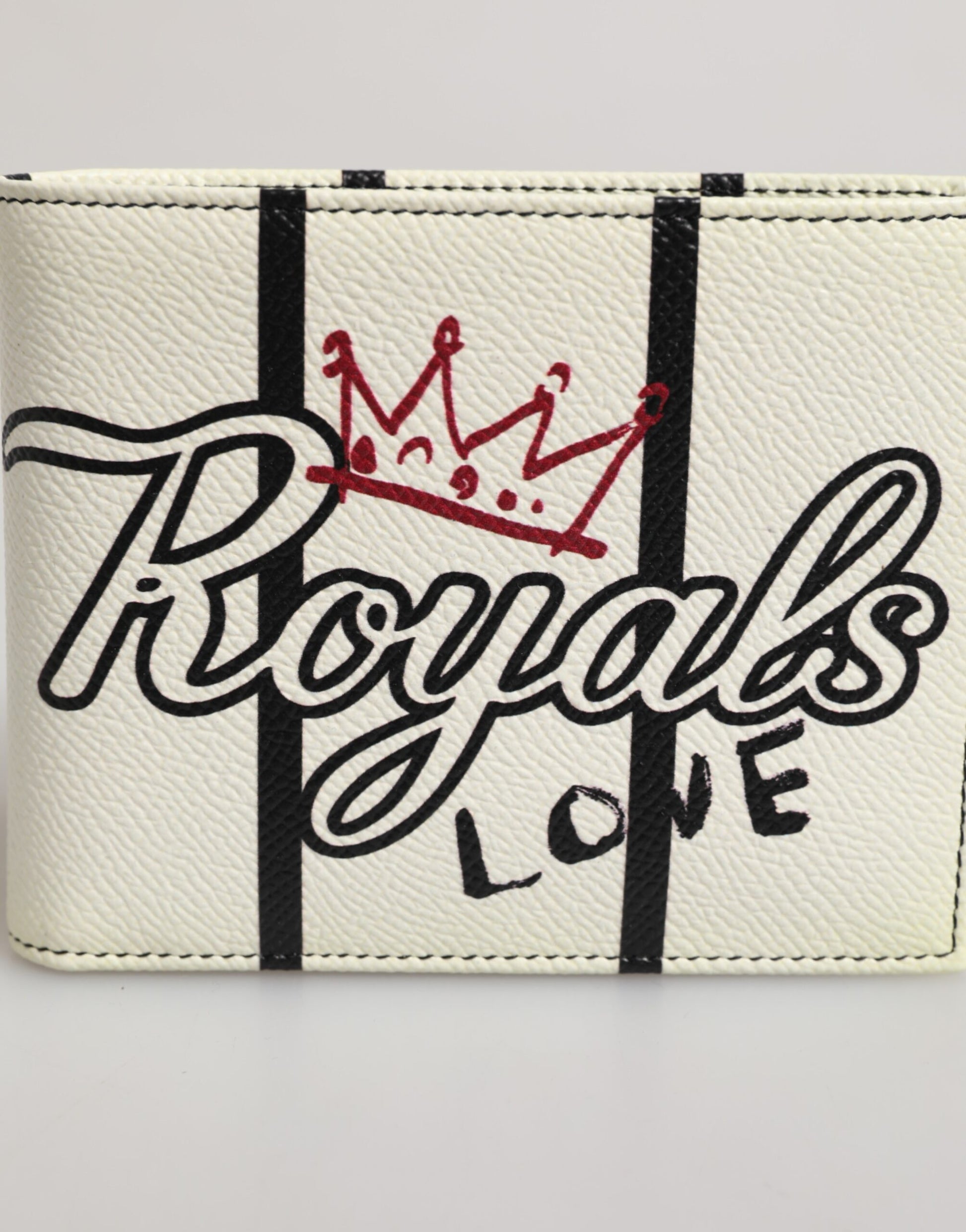 White Leather DG Crown Royals Bifold Card Holder Wallet