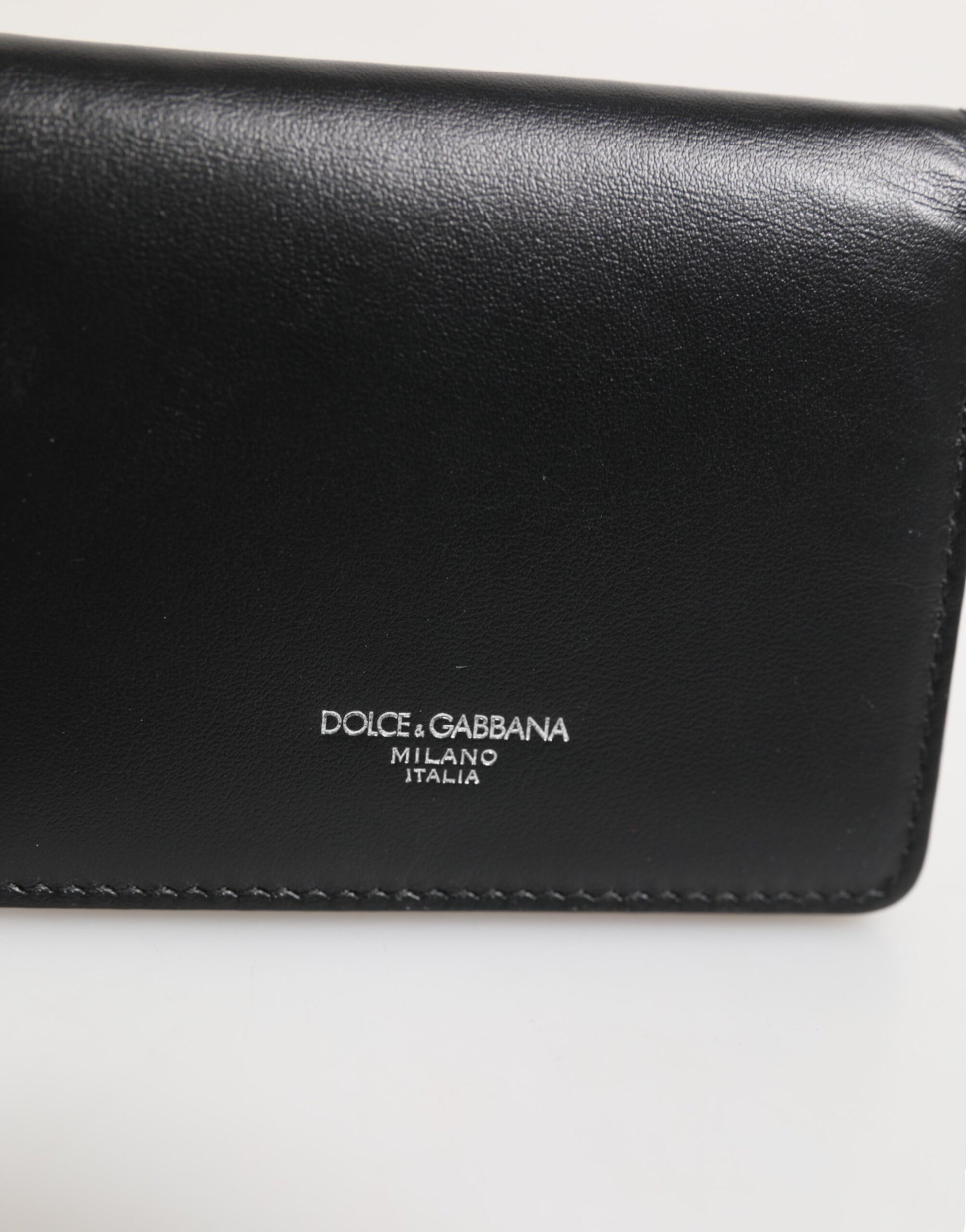 Black Leather DG Logo Bifold Card Holder Men Borse Wallet