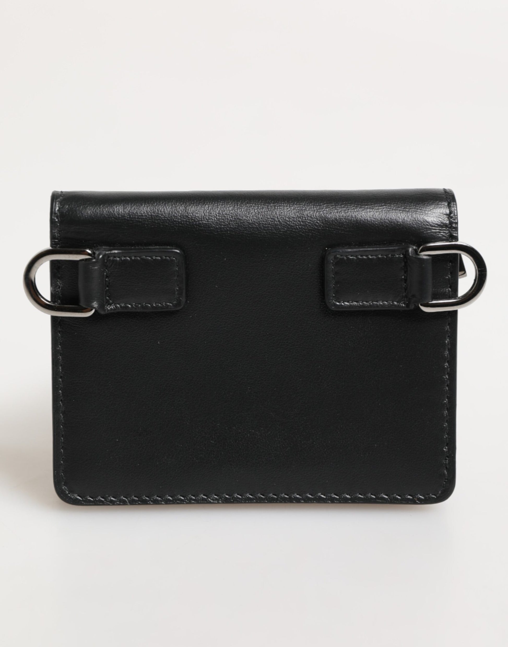 Black Leather DG Logo Bifold Card Holder Men Borse Wallet