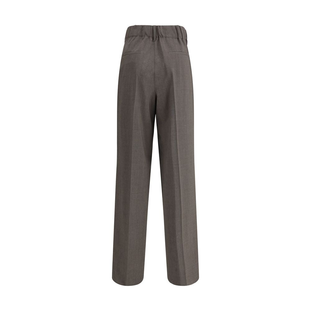 Gray Elastane Dress Pants