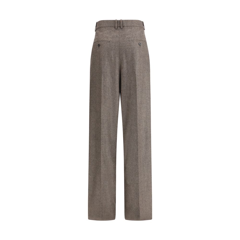 Wool Herringbone pattern wide leg Pants