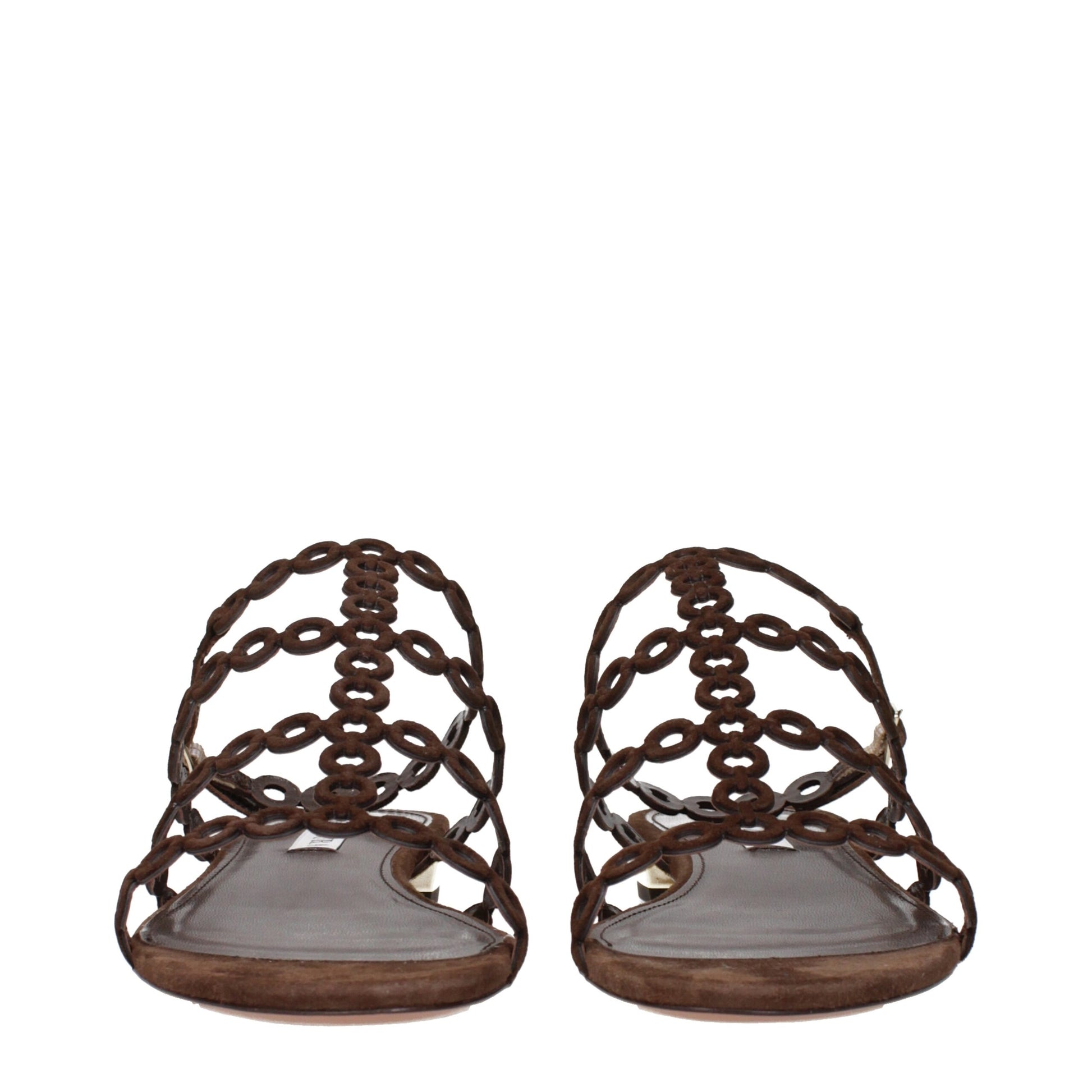 Brown Leather Flat Sandals
