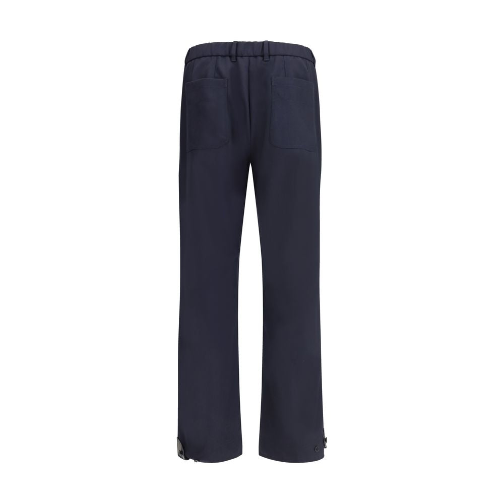 Blue Wool Casual Pants
