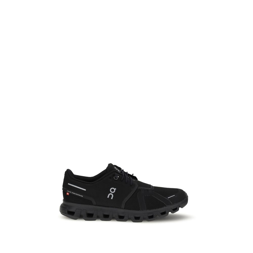 Black Polyurethane Athletic Sneakers