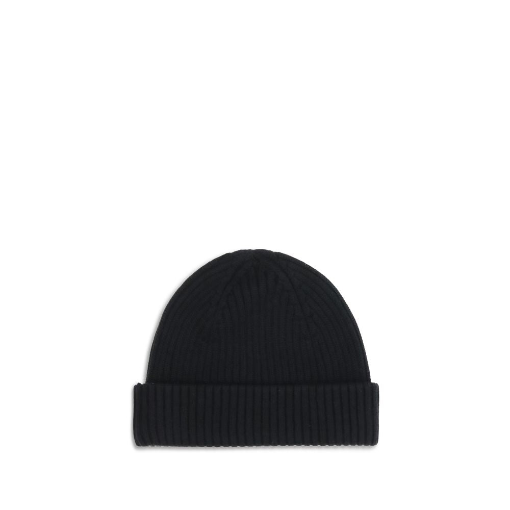 Black Merino Wool Beanie