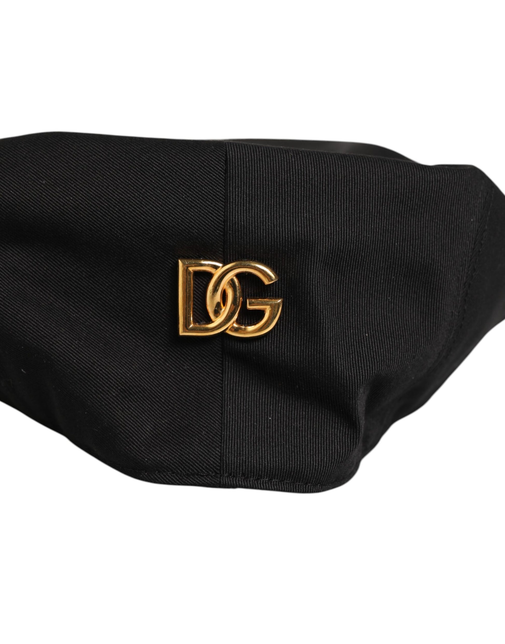 Black Cotton Dg Logo Newsboy Cloth Capello Hat