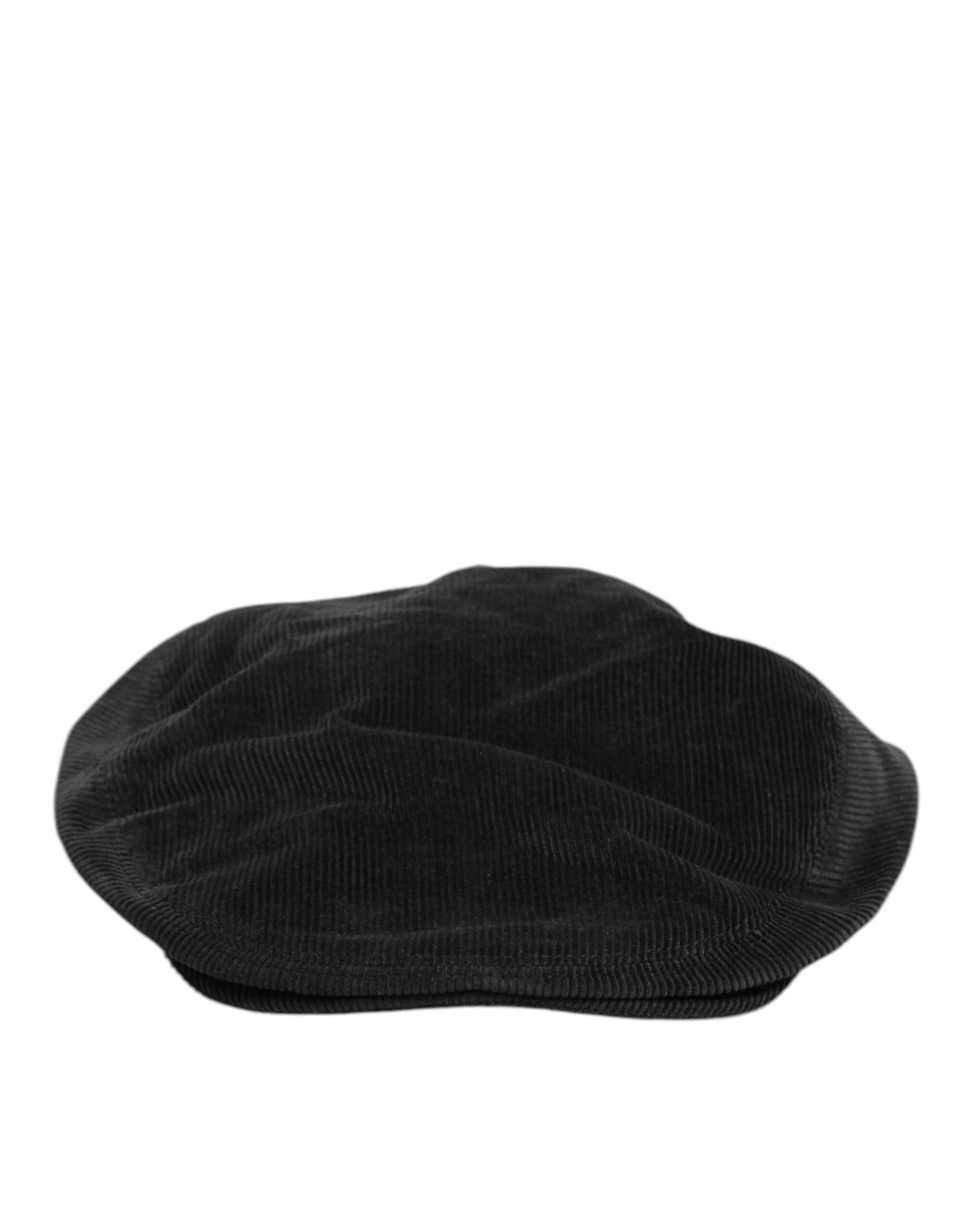 Black Cotton DG Logo Newsboy Cloth Capello Hat