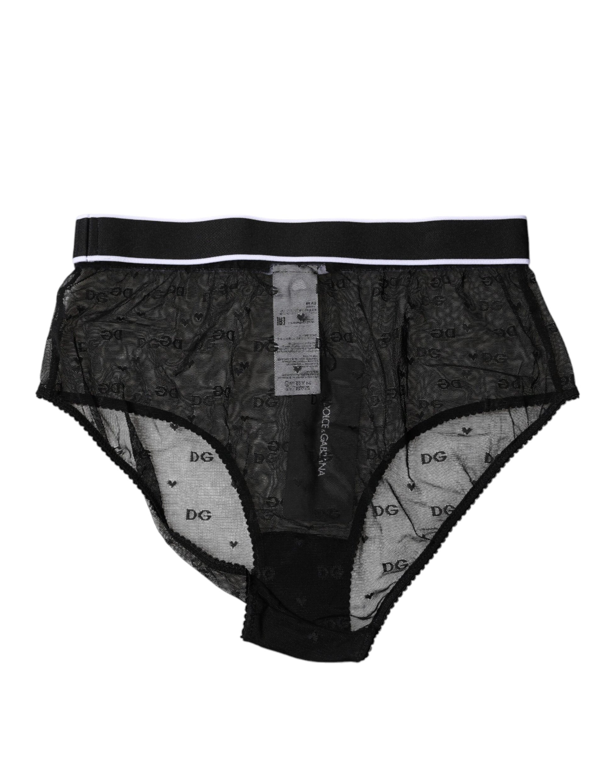 Black Lace Nylon High Waist Panty Underwear