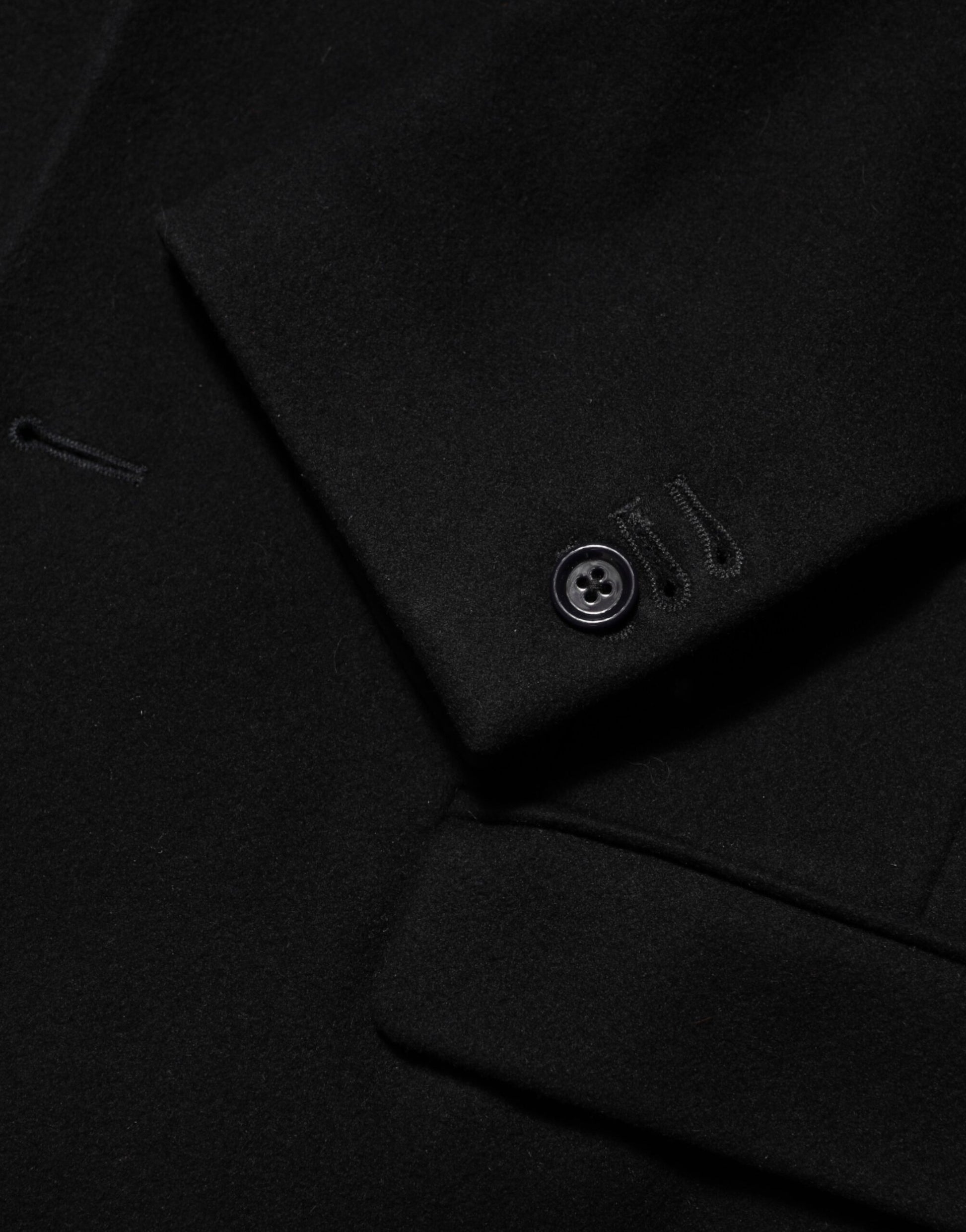 Black Wool Buttoned Men Trench Coat Jacket