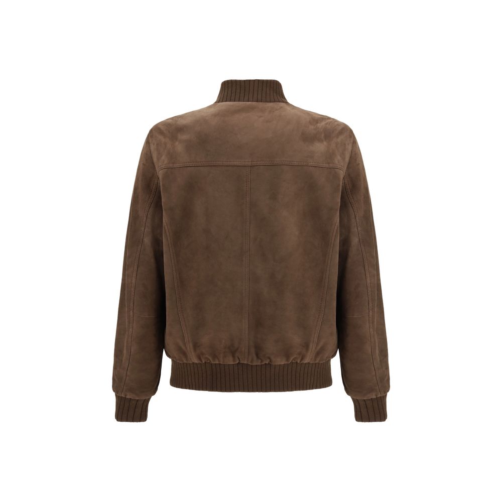 Brown Leather Bomber