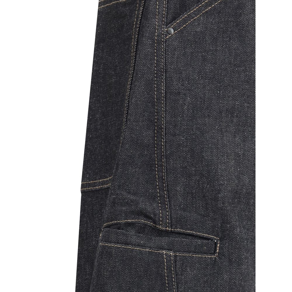 Blue Cotton Straight-Leg Jeans
