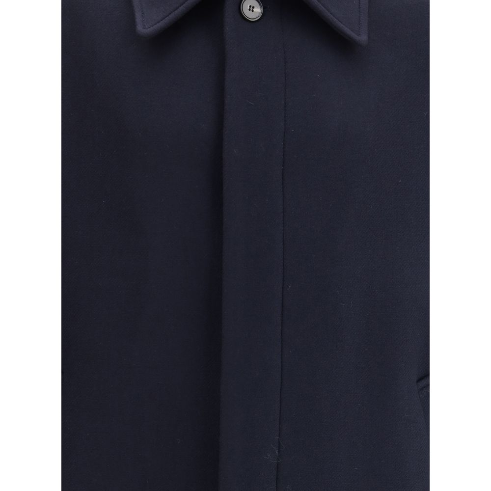 Blue Fleece Wool Coat