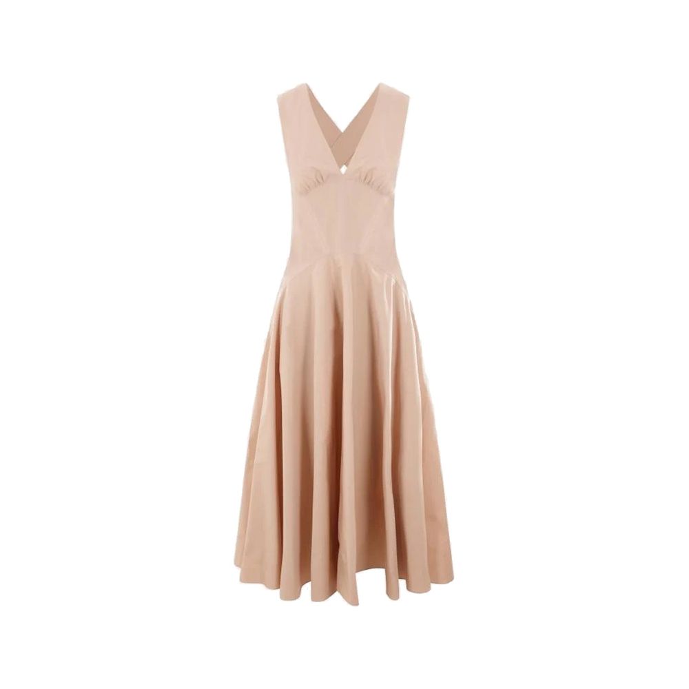 Beige Cotton Casual Dress