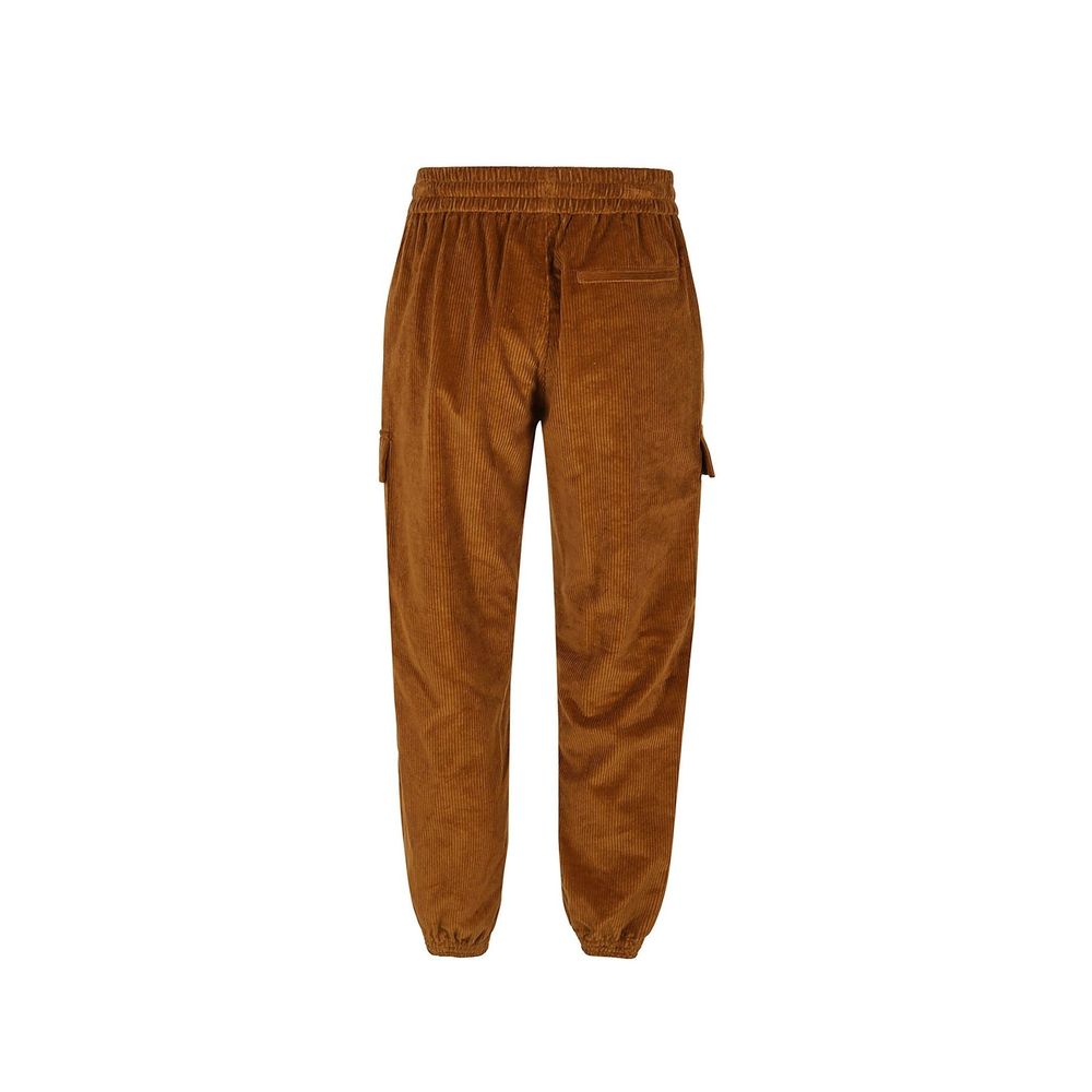 Brown Cotton Casual Pants