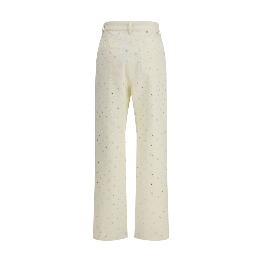 White Cotton Straight-Leg Jeans