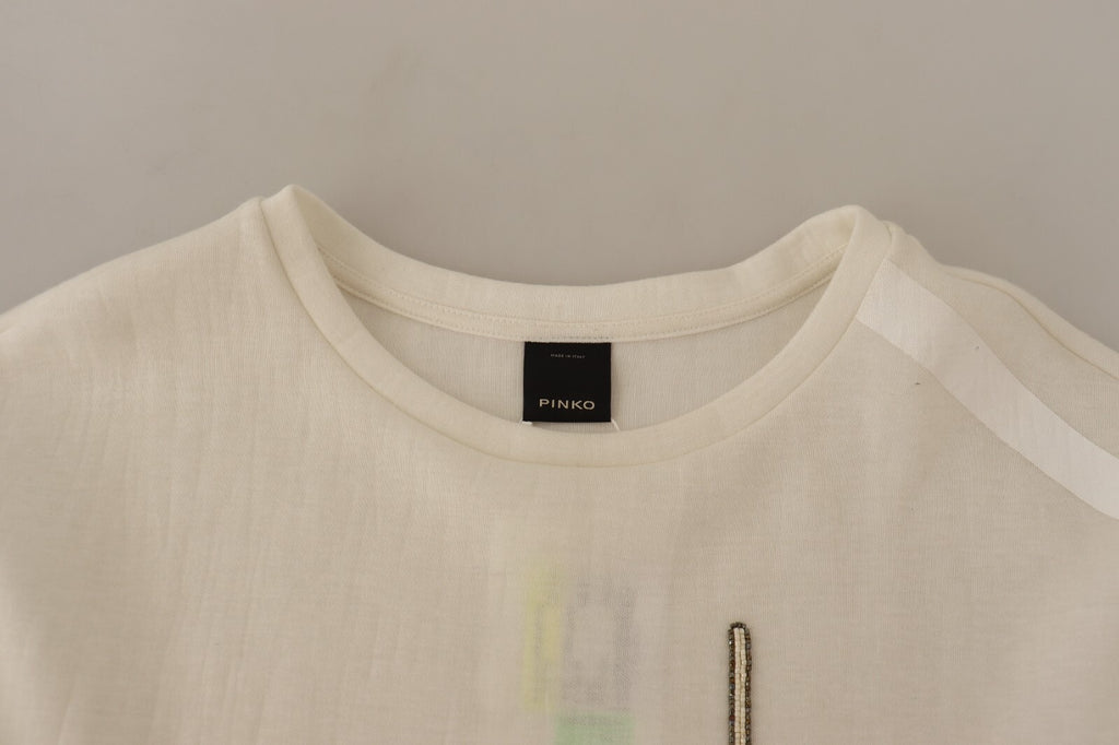 Beige Logo Long Sleeve Cropped Pullover Sweater
