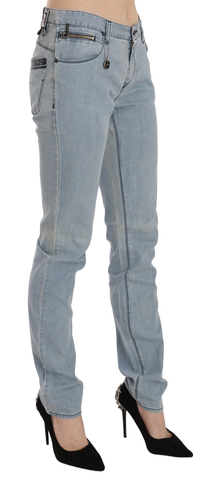 Light Blue Mid Waist Skinny Denim Jeans