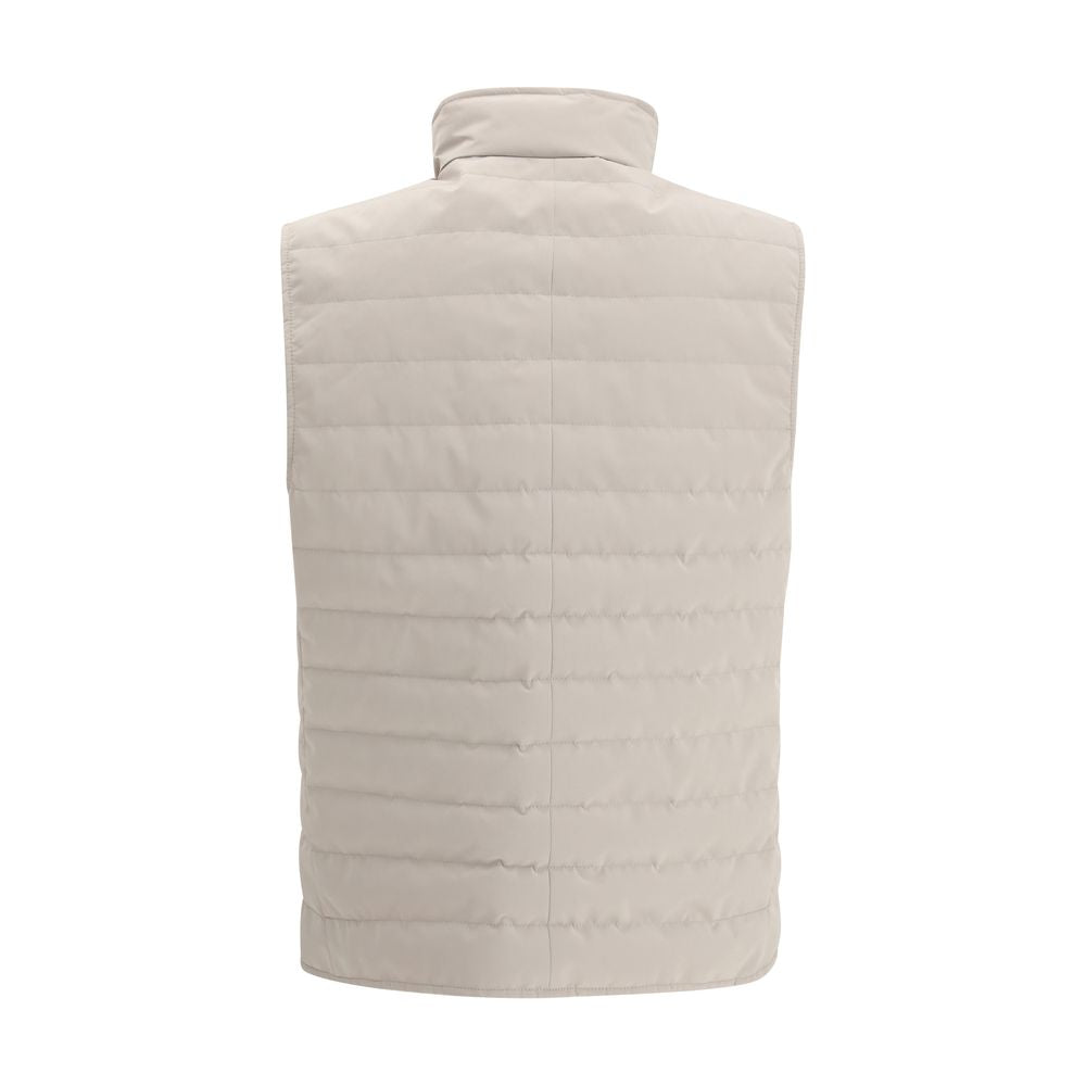 Beige Polyester Sleveless Jacket