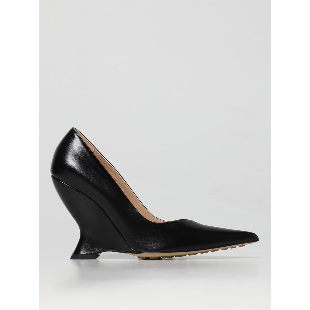 Black Leather High Heel Pumps