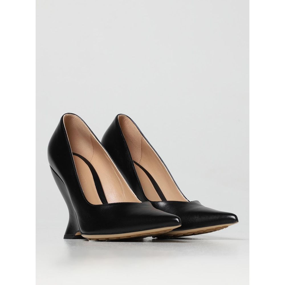 Black Leather High Heel Pumps