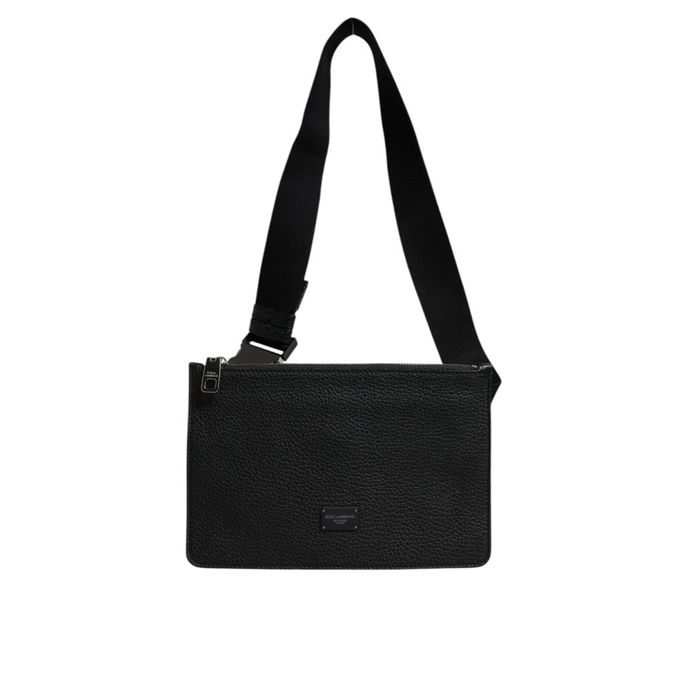 Black Leather Belt Bag