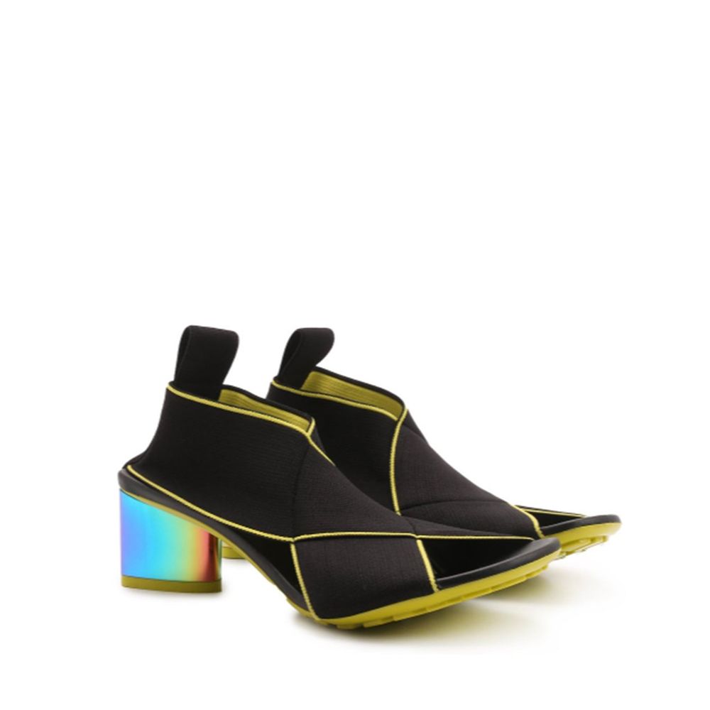 Black Fabric Platform Sandals