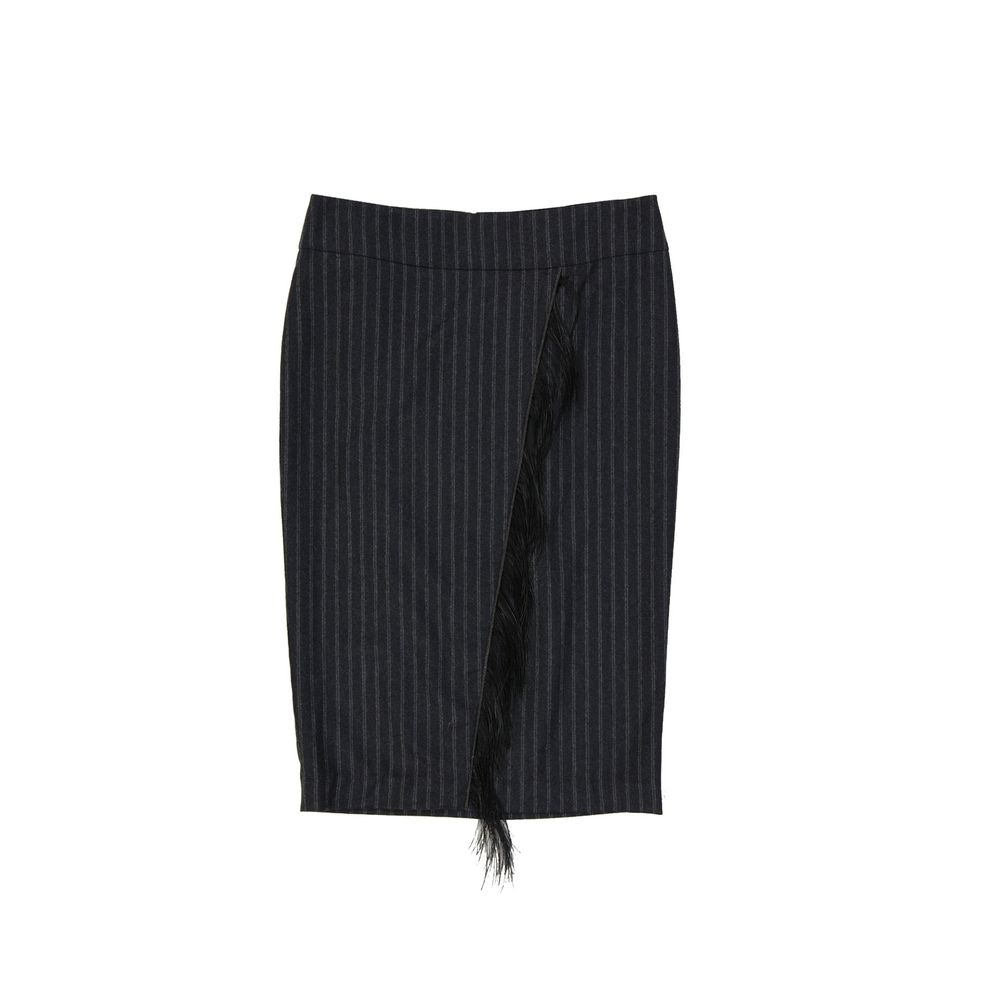 Gray Virgin Wool Long Skirt