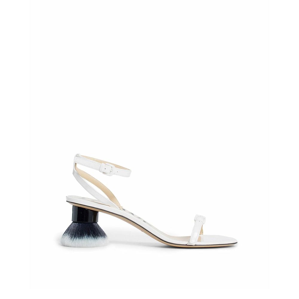 White Lamb Leather Stiletto Heel Sandals