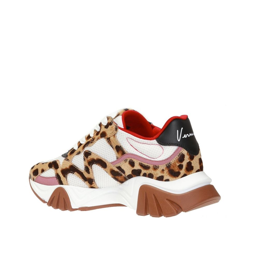 Beige Leather Chunky Sneakers