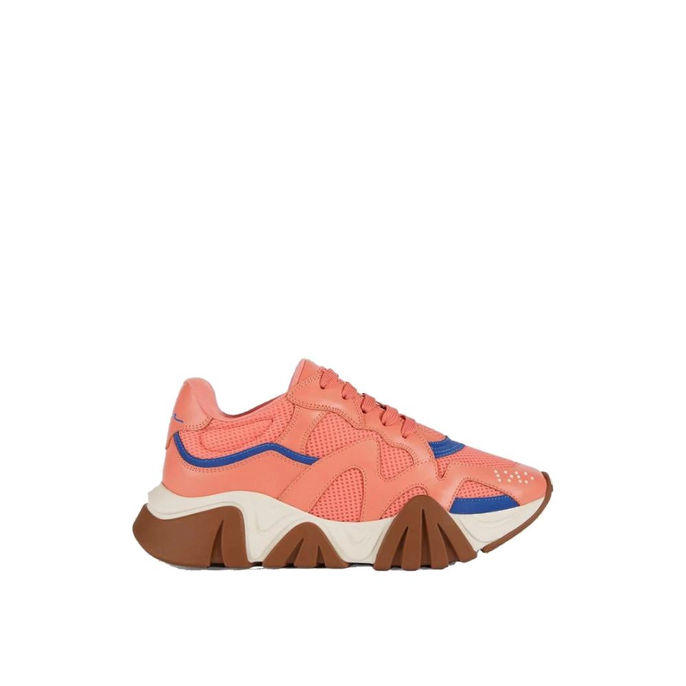 Orange Leather Chunky Sneakers