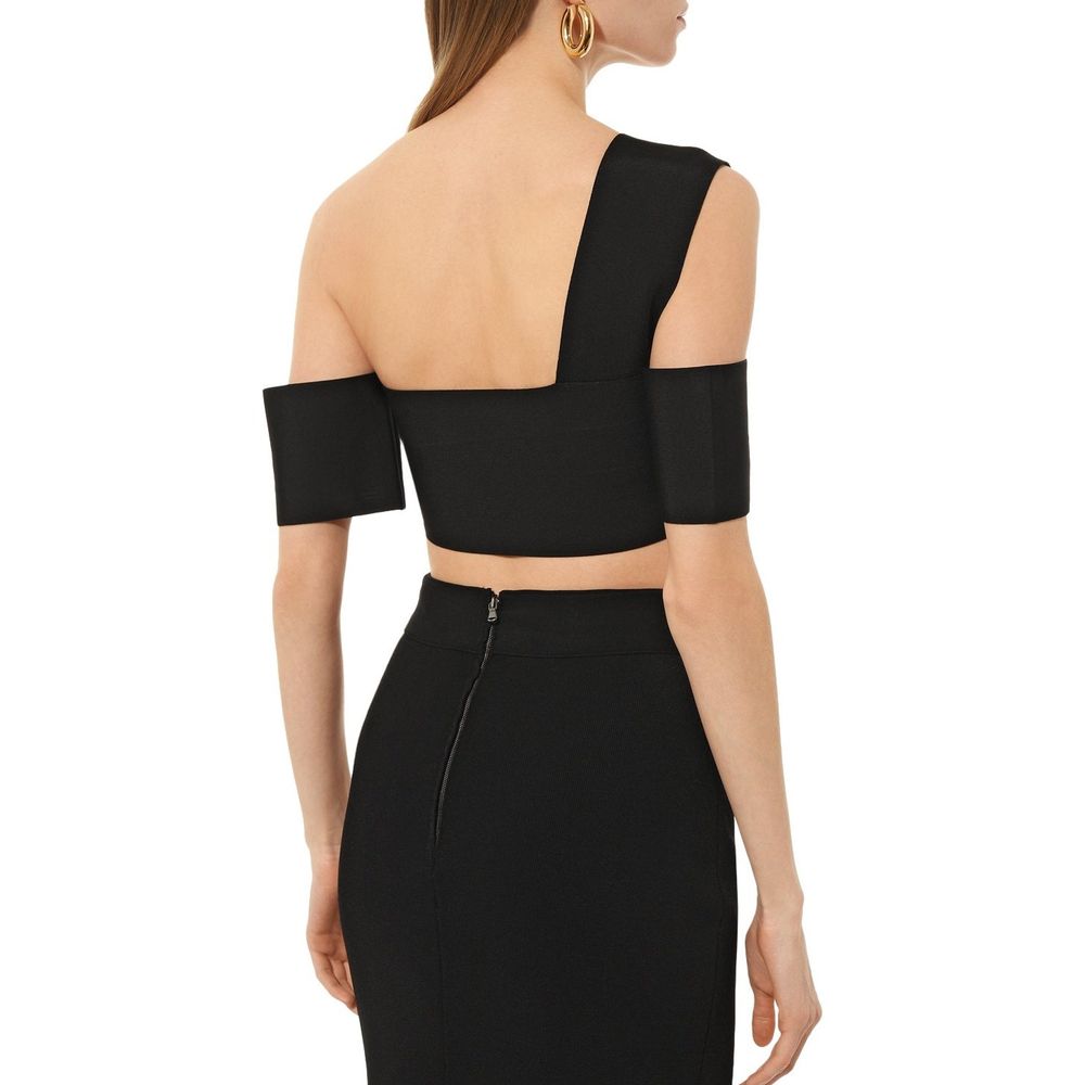 Black Elastane Tank Tops