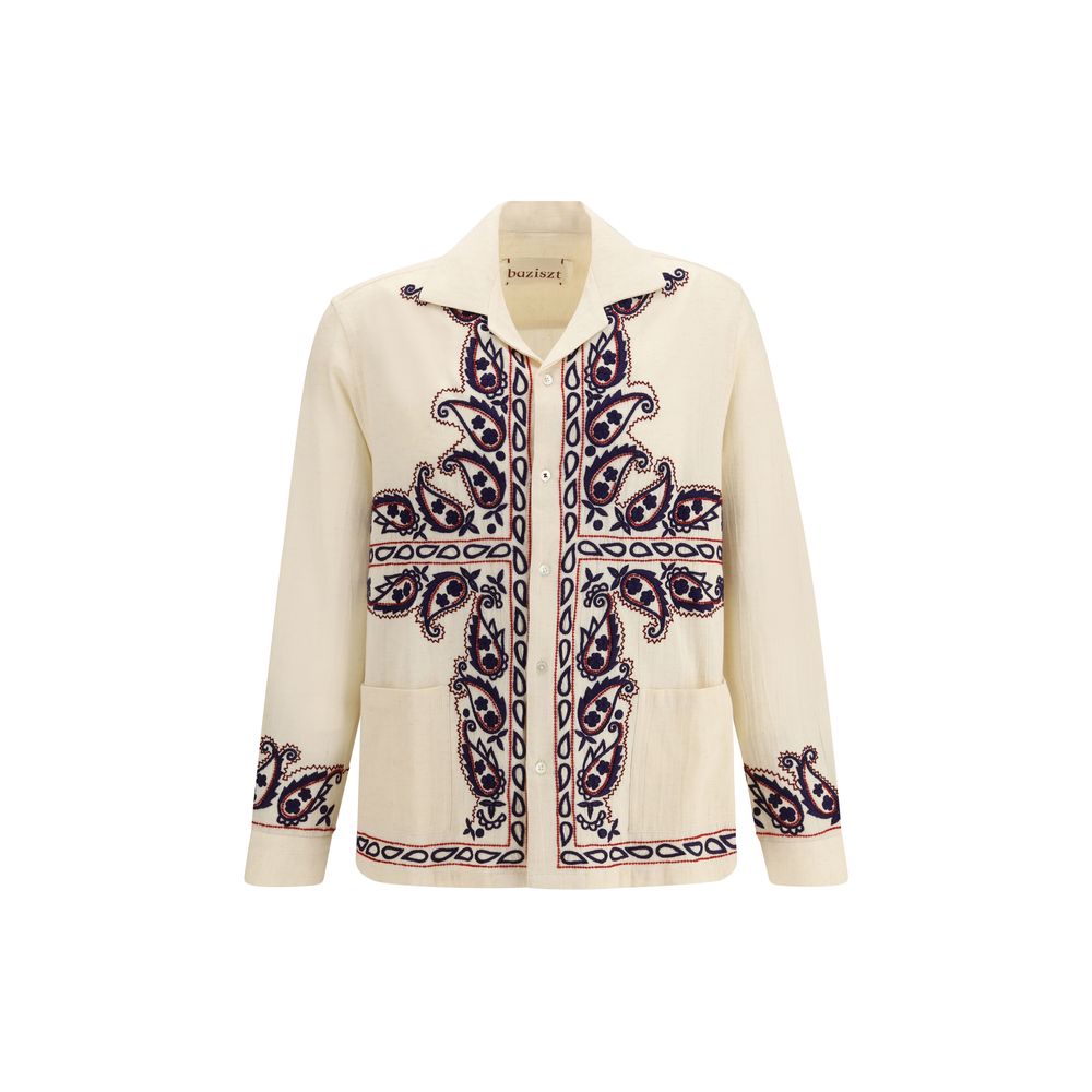 Beige Silk Pattern Shirt