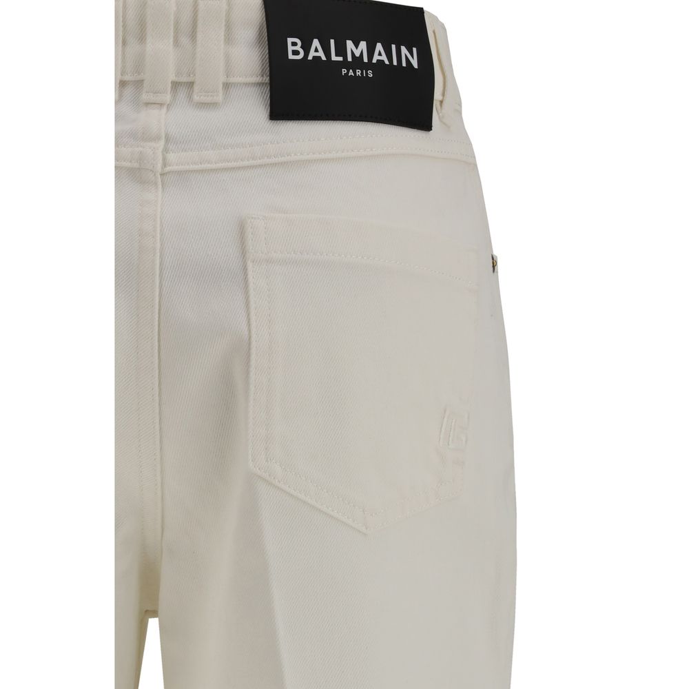 White Cotton Straight-Leg Jeans