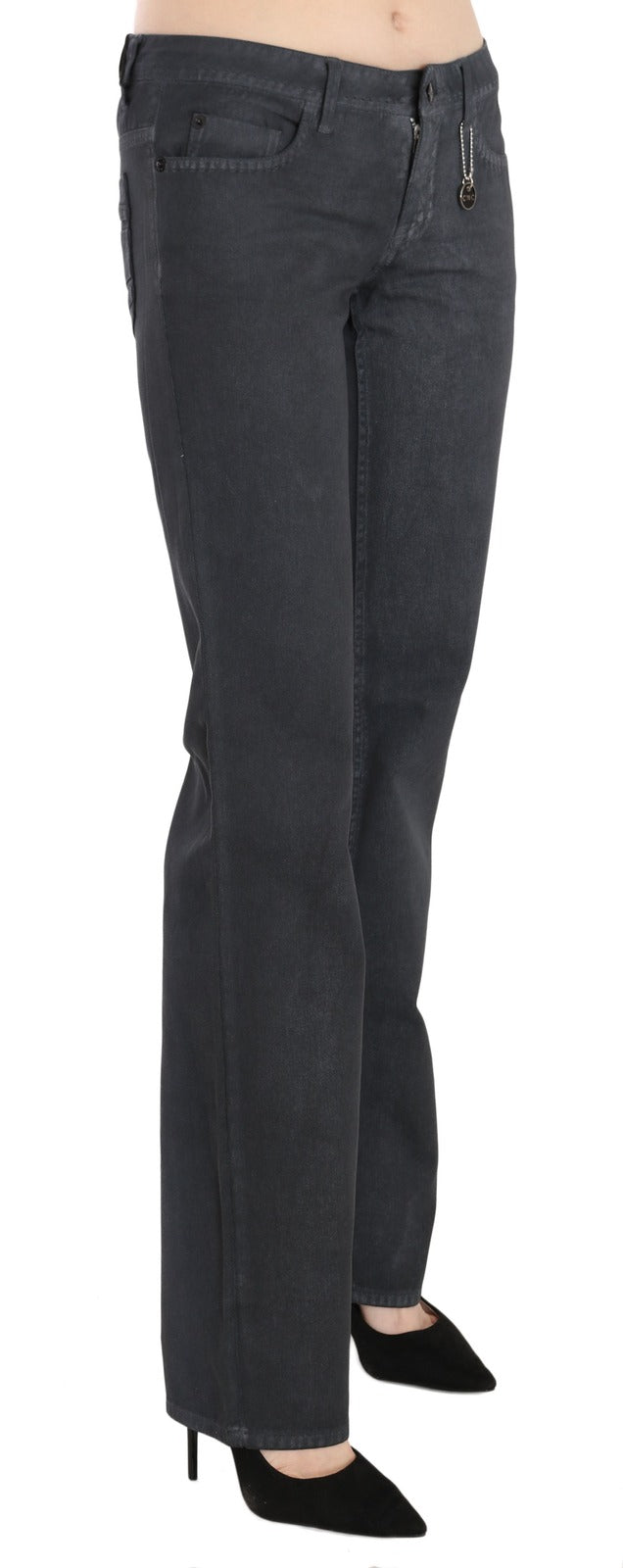 Gray Low Waist Straight Denim Pants Jeans