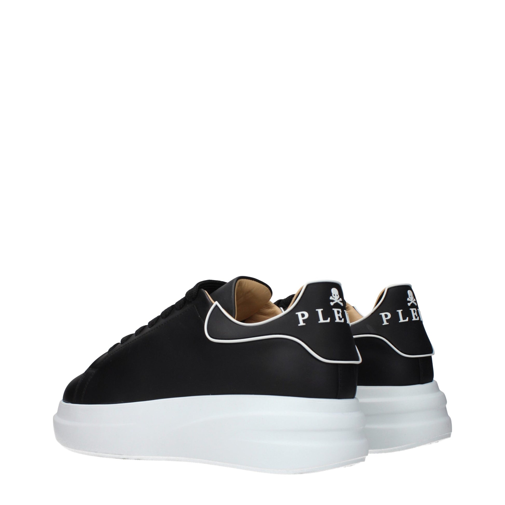 Black Leather Chunky Sneakers