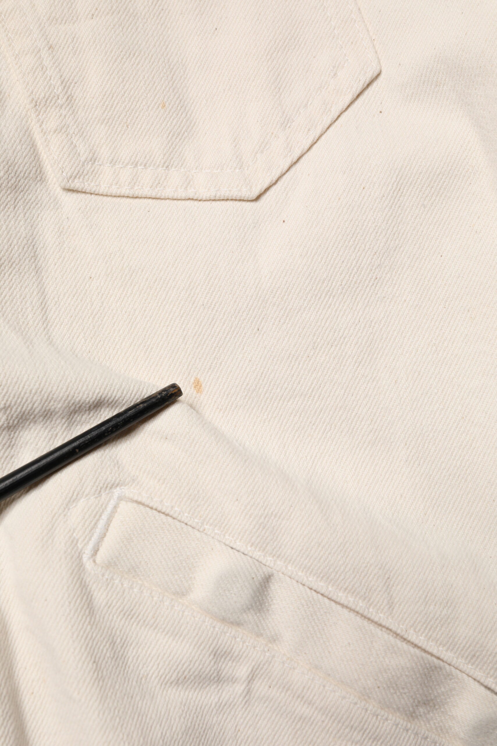 Off White Cotton Full Zip Denim Men Blouson Jacket