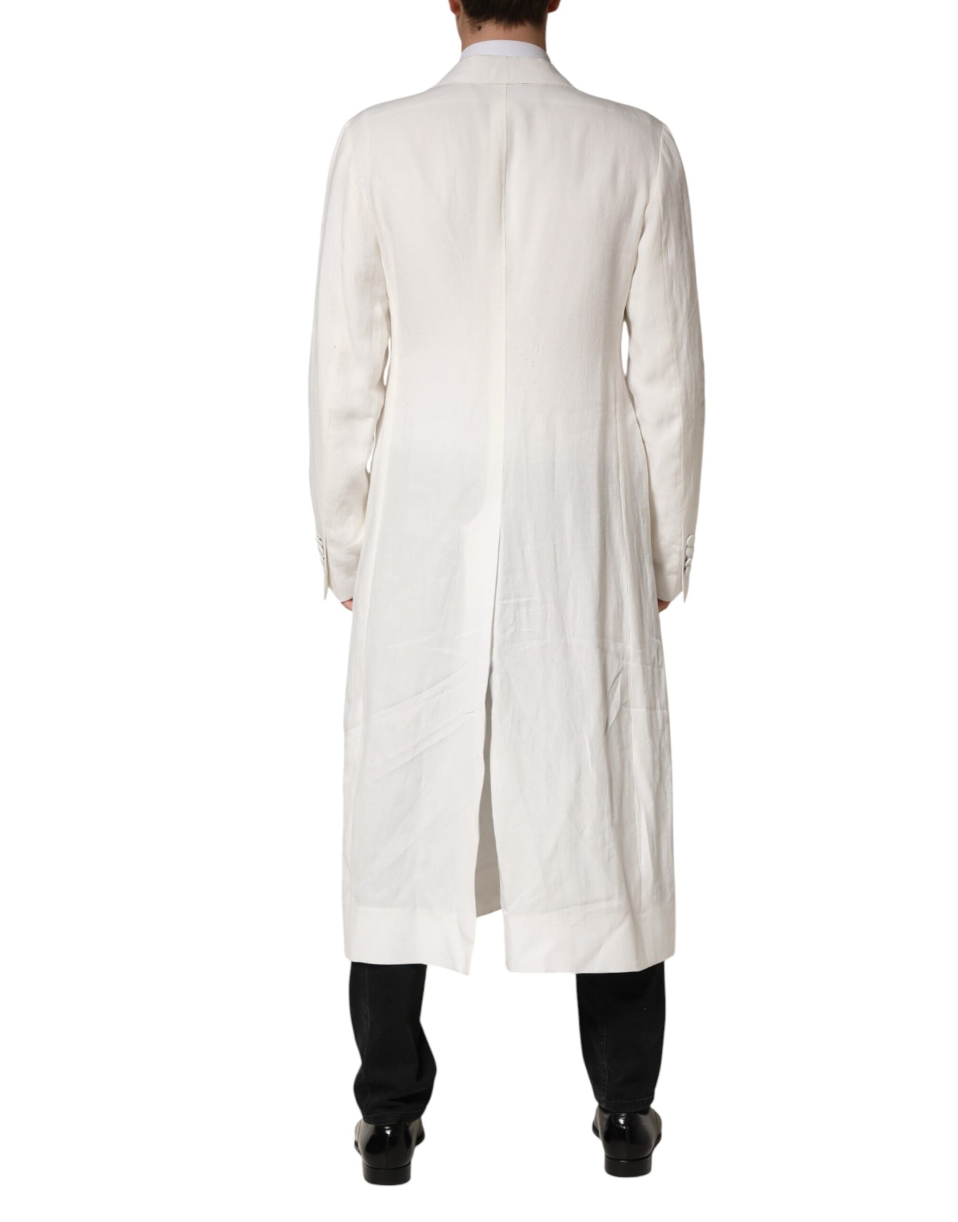 White Double Breasted Men Trench Coat Jacket