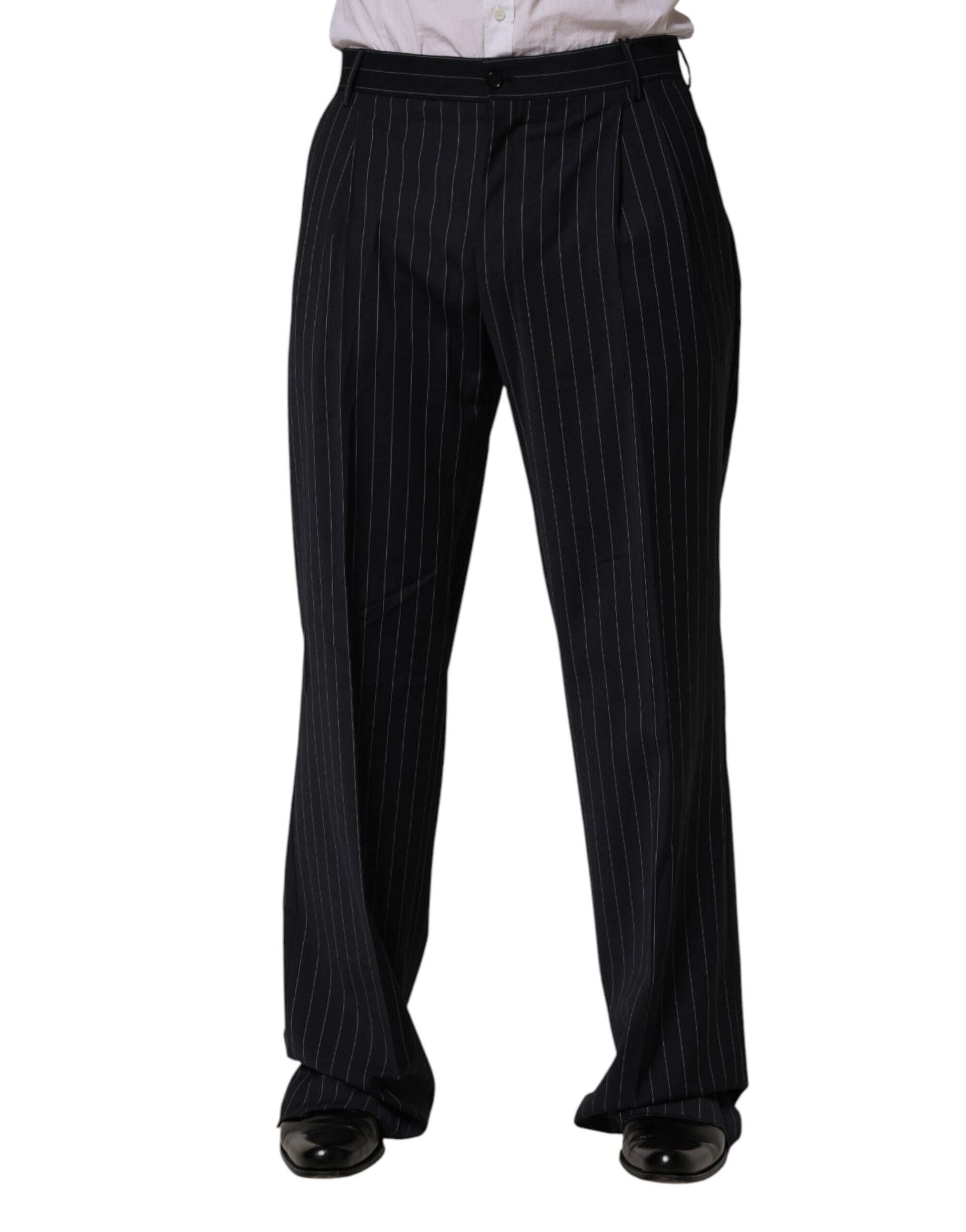 Black Stripe Straight Men Dress Trouser Pants