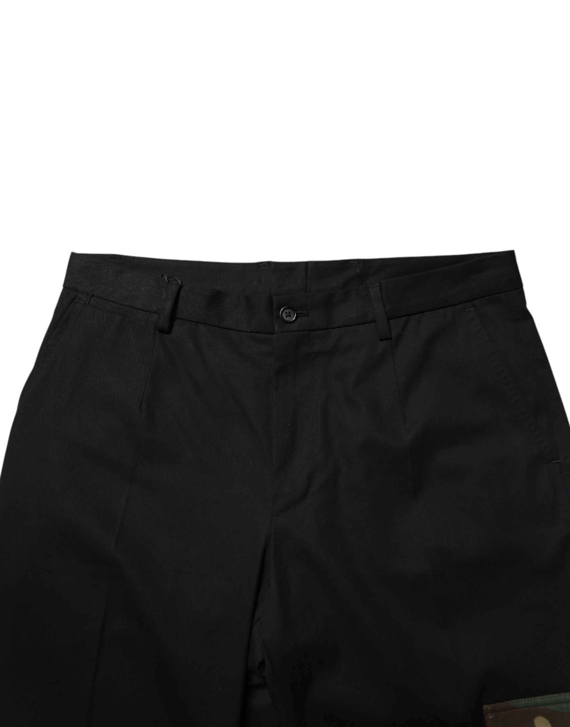 Black Cotton Skinny Dress Cargo Trouser Pants